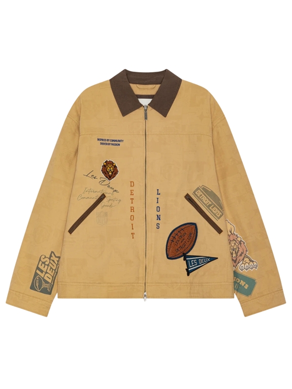 Les Deux NFL AOP Football Zipper Jacket - Prairie Sand